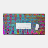 Trippy Hemelblauw Abstract Retro Atoomgolven Bureaumat (Keyboard & Muis)