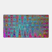 Trippy Hemelblauw Abstract Retro Atoomgolven Bureaumat (Voorkant)