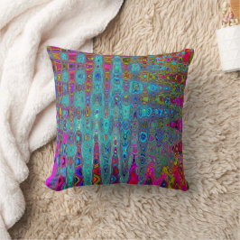 Trippy Hemelblauw Abstract Retro Atoomgolven Kussen