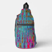 Trippy Hemelblauw Abstract Retro Atoomgolven Sling Bag (Voorkant)