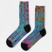 Trippy Hemelblauw Abstract Retro Atoomgolven Sokken (Links)