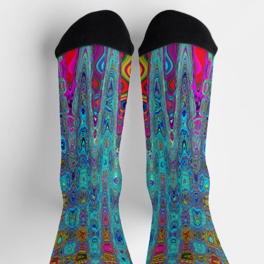 Trippy Hemelblauw Abstract Retro Atoomgolven Sokken (Top)