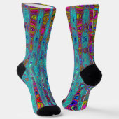 Trippy Hemelblauw Abstract Retro Atoomgolven Sokken (Gebogen)