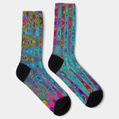 Trippy Hemelblauw Abstract Retro Atoomgolven Sokken (Rechts)