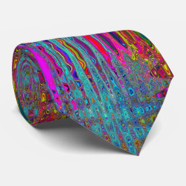 Trippy Hemelblauw Abstract Retro Atoomgolven Stropdas