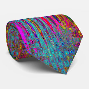 Trippy Hemelblauw Abstract Retro Atoomgolven Stropdas