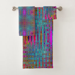 Trippy Hemelblauwe Abstracte Retro Atoomgolven Bad Handdoek