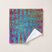 Trippy Hemelblauwe Abstracte Retro Atoomgolven Bad Handdoek (Wasdoekje)
