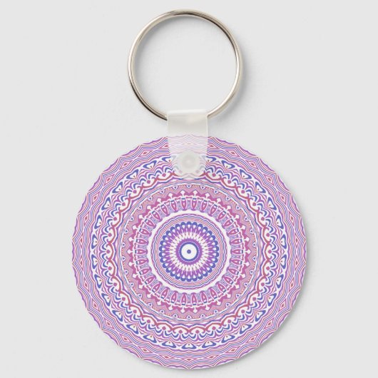 Trippy Hippie Boho Groovy Bohemian Kaleidoscoop Sleutelhanger (Achterkant)