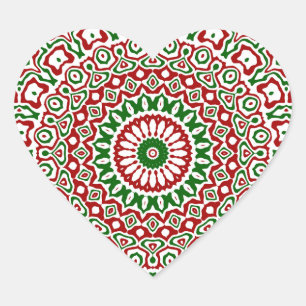 Trippy Hippie Groovy Boho Funky Christmas Mandala Hart Sticker
