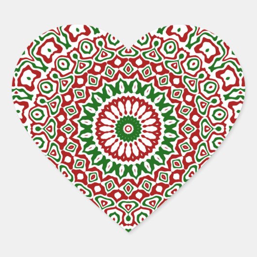 Trippy Hippie Groovy Boho Funky Christmas Mandala Hart Sticker (Voorkant)