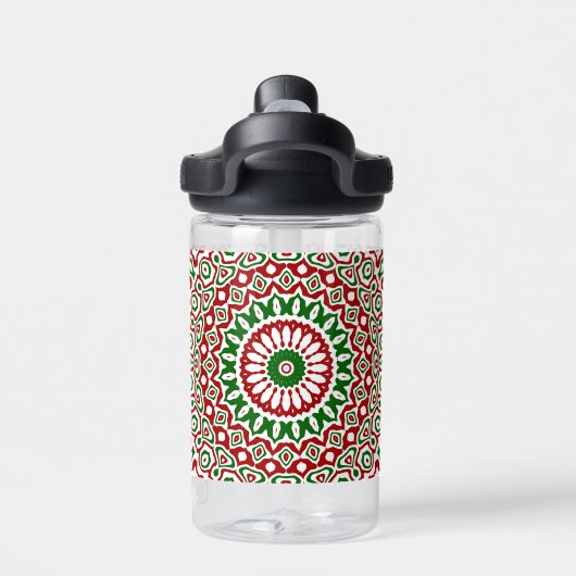 Trippy Hippie Groovy Boho Funky Christmas Mandala Waterfles (Achterkant)