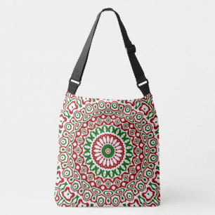 Trippy Hippie Groovy Boho Funky Kerst Mandala Crossbody Tas