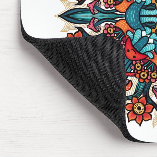 Trippy hippie psychedelic groovy mushroom mandala muismat (Hoek)