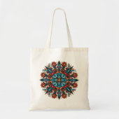 Trippy hippie psychedelic groovy mushroom mandala tote bag (Voorkant)
