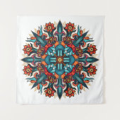 Trippy hippie psychedelic groovy mushroom mandala wandkleed (Voorkant)