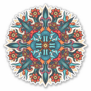 Trippy hippie psychedelic groovy paddenstoel raar sticker