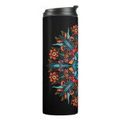 Trippy hippie psychedelic groovy paddenstoel raar thermosbeker (Gedraaid links)