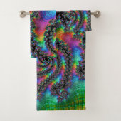Trippy Hippie Psychedelic Rainbow Spiral Fractal Bad Handdoek (Insitu)