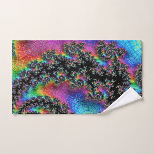 Trippy Hippie Psychedelic Rainbow Spiral Fractal Bad Handdoek (Handdoek)