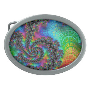 Trippy Hippie Psychedelic Rainbow Spiral Fractal Gesp