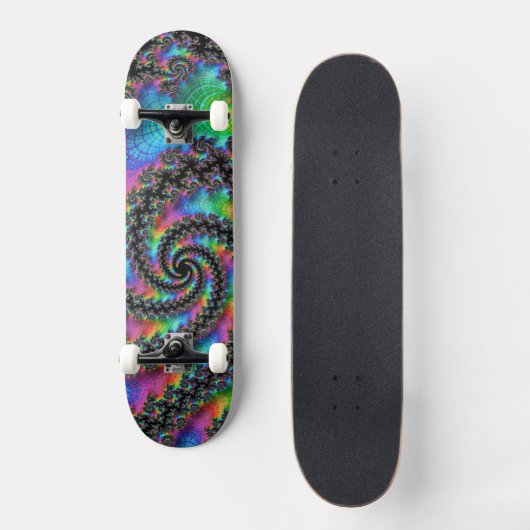 Trippy Hippie Psychedelic Rainbow Spiral Fractal Persoonlijk Skateboard (Voorkant)