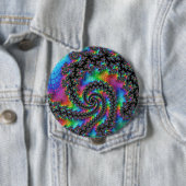 Trippy Hippie Psychedelic Rainbow Spiral Fractal Ronde Button 4,0 Cm (In situ)