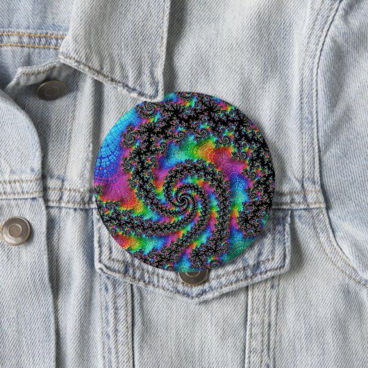 Trippy Hippie Psychedelic Rainbow Spiral Fractal Ronde Button 4,0 Cm (In situ)