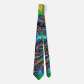 Trippy Hippie Psychedelic Rainbow Spiral Fractal Stropdas (Voorkant)