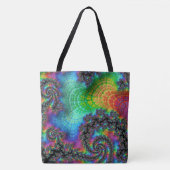 Trippy Hippie Psychedelic Rainbow Spiral Fractal Tote Bag (Voorkant)