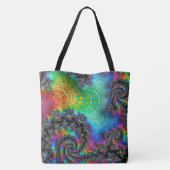 Trippy Hippie Psychedelic Rainbow Spiral Fractal Tote Bag (Achterkant)
