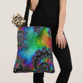 Trippy Hippie Psychedelic Rainbow Spiral Fractal Tote Bag (Dichtbij)