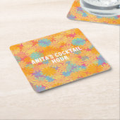 Trippy Hippie Psychedelisch Retro Bloemendesign Kartonnen Onderzetters (Schuin)