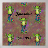 Trippy Hippie Psychedelische Kikker Vrede Retro Cu Poster (Voorkant)