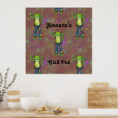 Trippy Hippie Psychedelische Kikker Vrede Retro Cu Poster (Keuken)