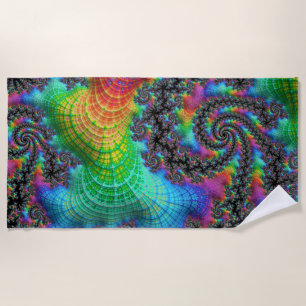 Trippy Hippie Psychedelische Regenboog Spiraal Fra Strandlaken