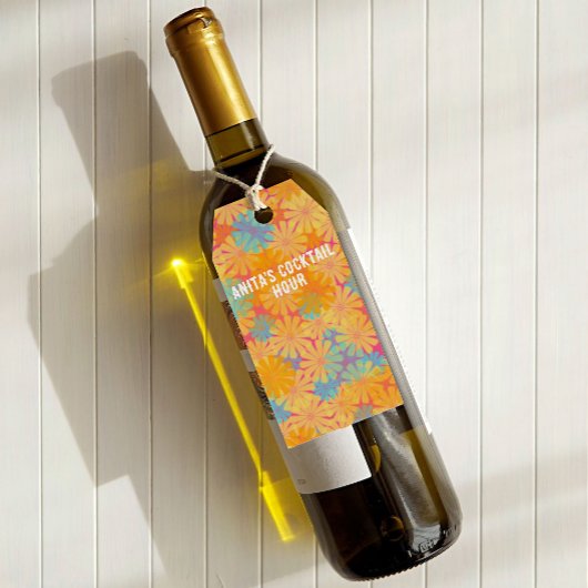 Trippy Hippie Psychedelische Retro Bloemen Ontwerp Cadeaulabel