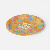 Trippy Hippie Psychedelische Retro Bloemen Ontwerp Papieren Bordje (Gekanteld)