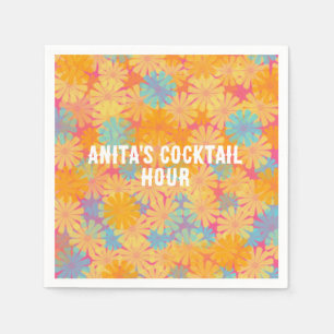 Trippy Hippie Psychedelische Retro Bloemen Ontwerp Servet