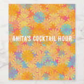 Trippy Hippie Psychedelische Retro Bloemen Ontwerp Wijn Etiket (Enkel label)