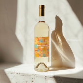 Trippy Hippie Psychedelische Retro Bloemen Ontwerp Wijn Etiket