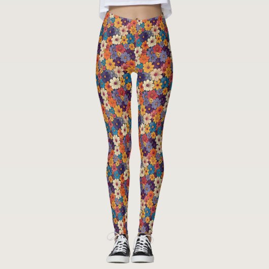 Trippy Hippy Flower Power Leggings (Voorkant)