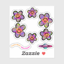 Trippy Hippy Happy Flowers Stickers
