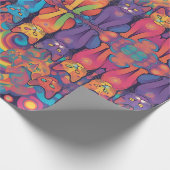 Trippy Hippy Katten Levendige Kleur Psychedelic Cadeaupapier (Hoek)