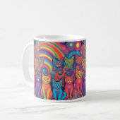 Trippy Hippy Katten Levendige Kleur Psychedelic Koffiemok (Voorkant links)