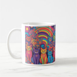 Trippy Hippy Katten Levendige Kleur Psychedelic Koffiemok