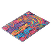 Trippy Hippy Katten Levendige Kleur Psychedelic Notitieboek (Linkerzijde)