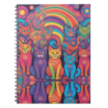 Trippy Hippy Katten Levendige Kleur Psychedelic