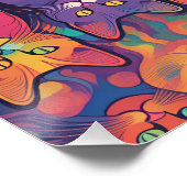 Trippy Hippy Katten Levendige Kleur Psychedelic Perfect Poster (Hoek)