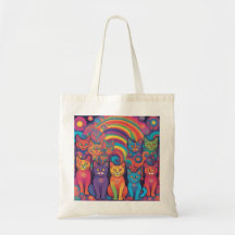 Trippy Hippy Katten Levendige Kleur Psychedelic